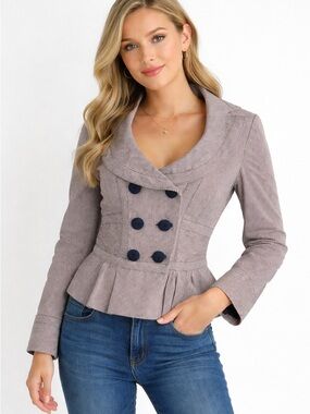 Nanette Lepore Peplum Jacket Size 8 Preppy Nautical Striped Parisian Chic